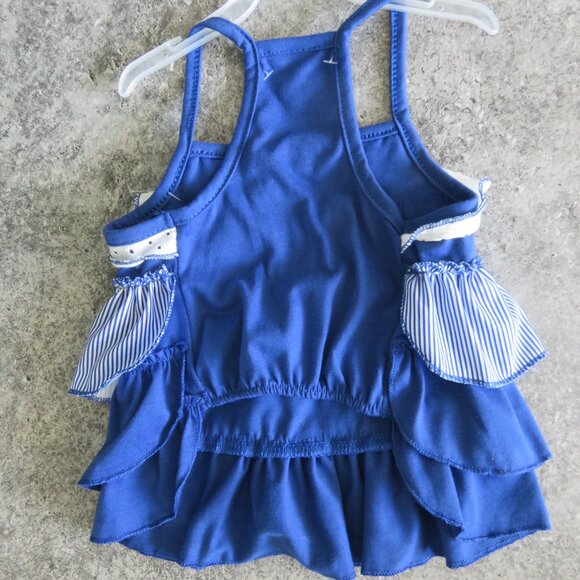 (#116) Pet Spirit Blue n White Ruffle Layered Dog Dress Size M - Picture 5 of 5